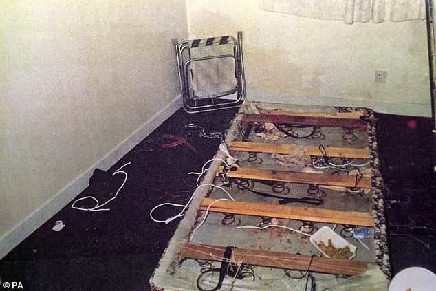 Pictured: This is the bed on which Suzanne Capper was held captive before being tortured and murdered