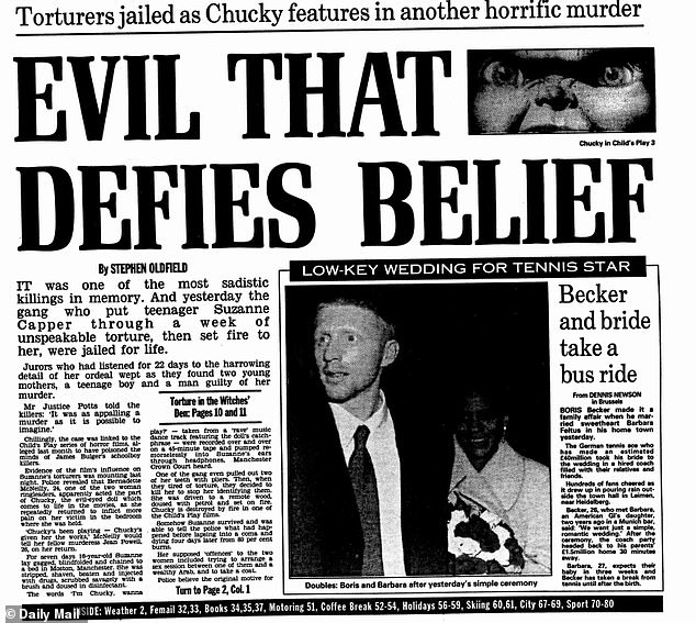 A Daily Mail article on Suzanne Capper's killers being jailed in December 1993