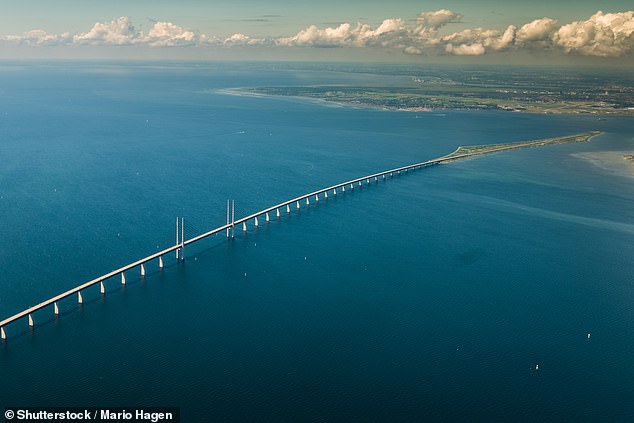 Pictured: the Øresund Bridge, which connects Copenhagen, Denmark with Malmö, Sweden via a 40-minute high-speed rail link