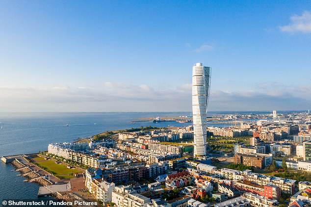 Malmö is the third largest city in Sweden, and boasts a beach, a city centre with cobblestoned streets and the Turning Torso (pictured), once the world's tallest twisting skyscraper