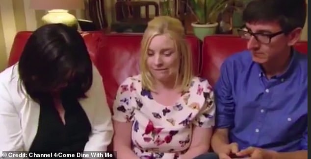 Fellow contestants (from left Jane, Charlotte and Adam) sat awkwardly during the tantrum. They were chucked out of Mr Marsh's home shortly after