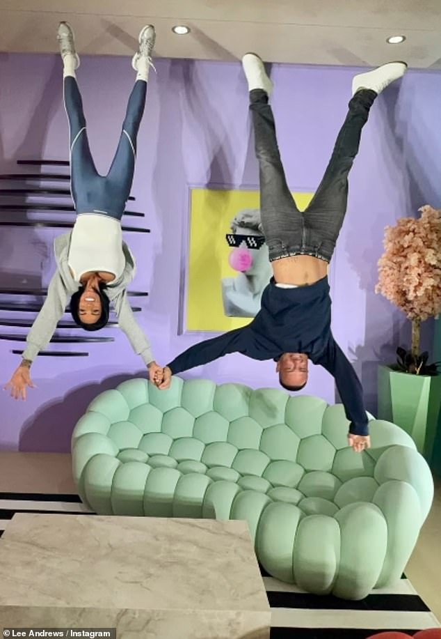 Elsewhere the couple shared snaps from their date to an illusion museum in war-torn Dubai on Friday