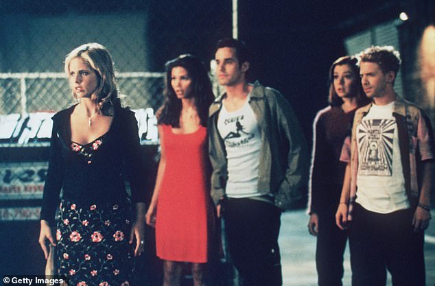 Brendon appeared in all seven seasons of the hit TV series, which aired from 1997 to 2003; Pictured in 1998 still, from left to right: Gellar, Charisma Carpenter, Brendon, Alyson Hannigan and Seth Green