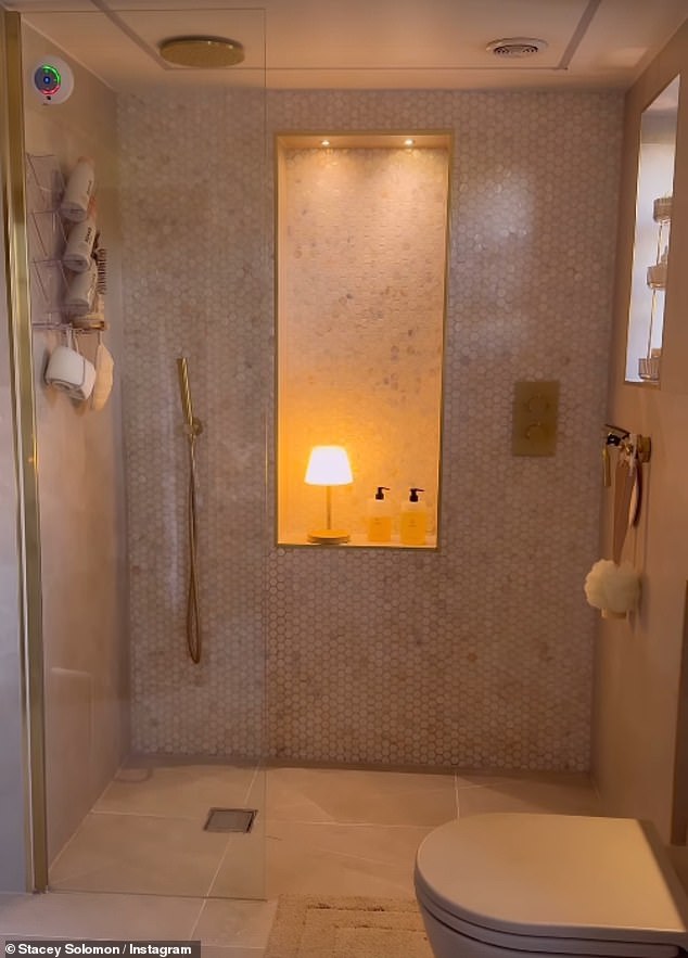 Inside Stacey Solomon's 'Pickle Cottage' is a bathroom filled with swanky gadgets and pricey products for the mother of five to enjoy a pamper after the school run