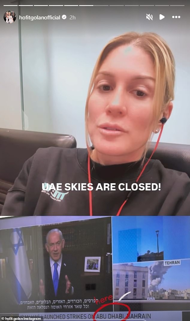 Israeli socialite Hofit Golan moved to Dubai in December and revealed she was left terrified and hiding in her bath when the war broke out and she saw an Iranian missile