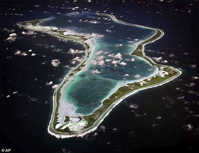Defence experts have suggested the strike on Diego Garcia (pictured) is significant in that it marks the first time intermediate-range missiles have been deployed in the conflict