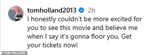 Holland took to social media to urge his followers to 'get your tickets now!'