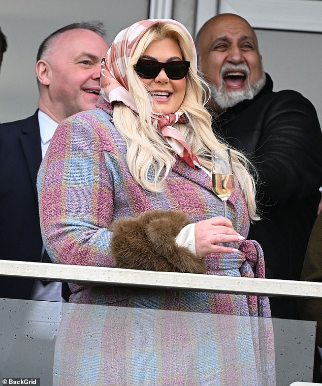 Gemma Collins pictured having a cracking time at the Cheltenham Festival this year