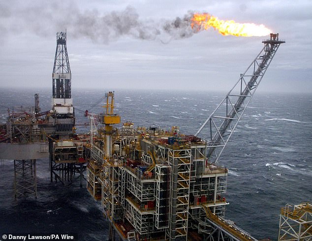 An oil rig in the north sea, which has vast reserves of oil and gas which the UK could tap into