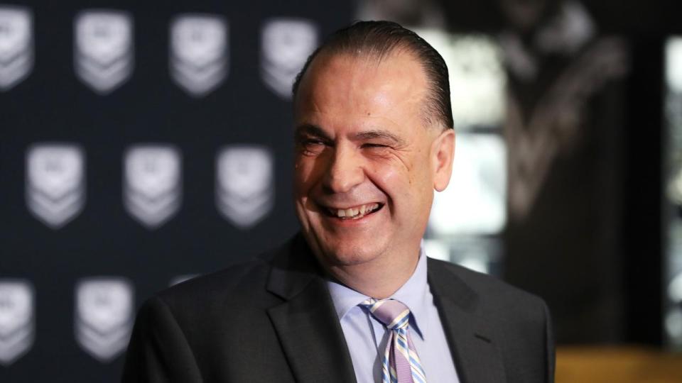 Peter V'landys, boss of the Australian Rugby League Commission, smiles.