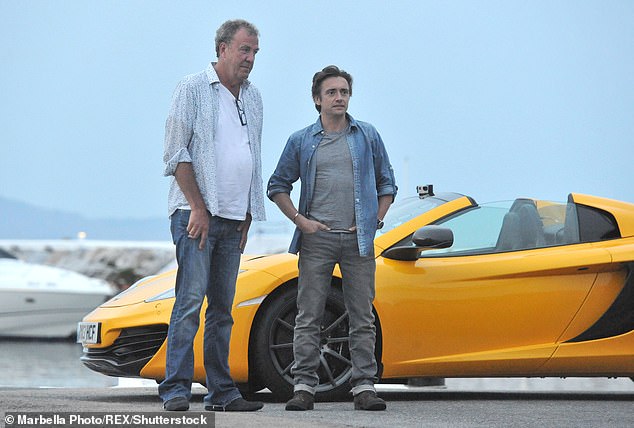 In an op-ed for Evo last month, Richard reminisced on the time he would burst into fits of laughter as Jeremy, 65, 'told some bombastic anecdote while making a faux pas (Jeremy and Richard on Top Gear in 2013)