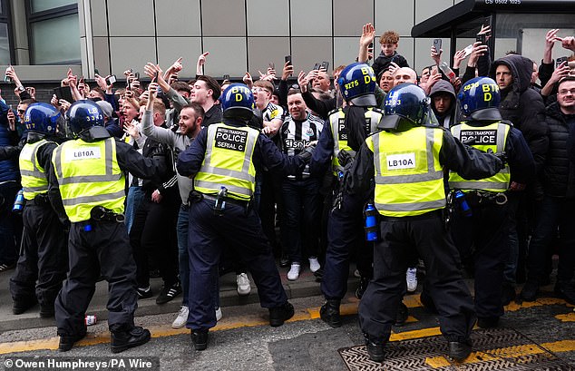 Police rushed to control the situation ahead of the first Tyne-Wear derby at St James' Park since 2016