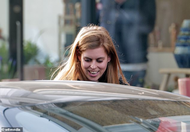 The 37-year-old royal was all smiles as she was picked up in an electric Porsche