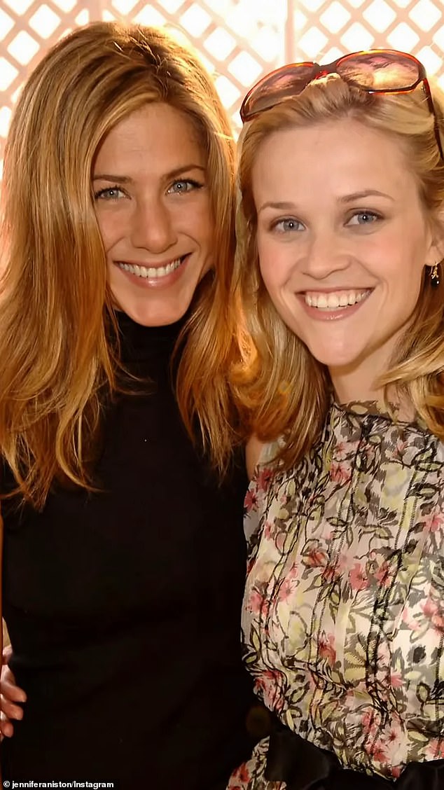 In addition to their costar days, Aniston also included photos of her and her longtime pal at social functions together