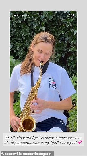 Over the video of her playing the iconic tune of You Are My Sunshine, Garner also inserted throwback photos of them together