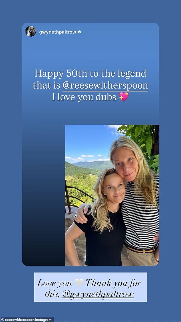 Gwyneth Paltrow also shared a photo of them together to with the 'legend' a happy birthday