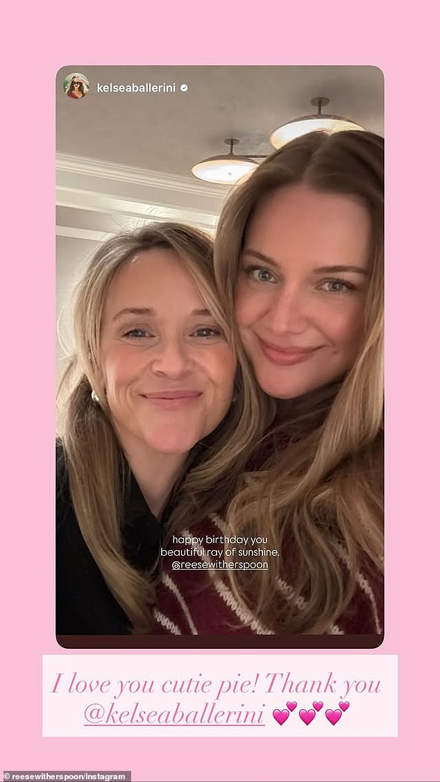 Country pop star Kelsea Ballerini also wished a happy birthday to Witherspoon and called her a 'beautiful ray of sunshine'
