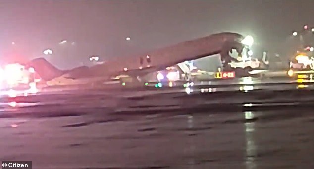 Photos of the crash first circulated on the Citizen app. The grainy images depicted the front of the plane badly damaged as emergency services arrived