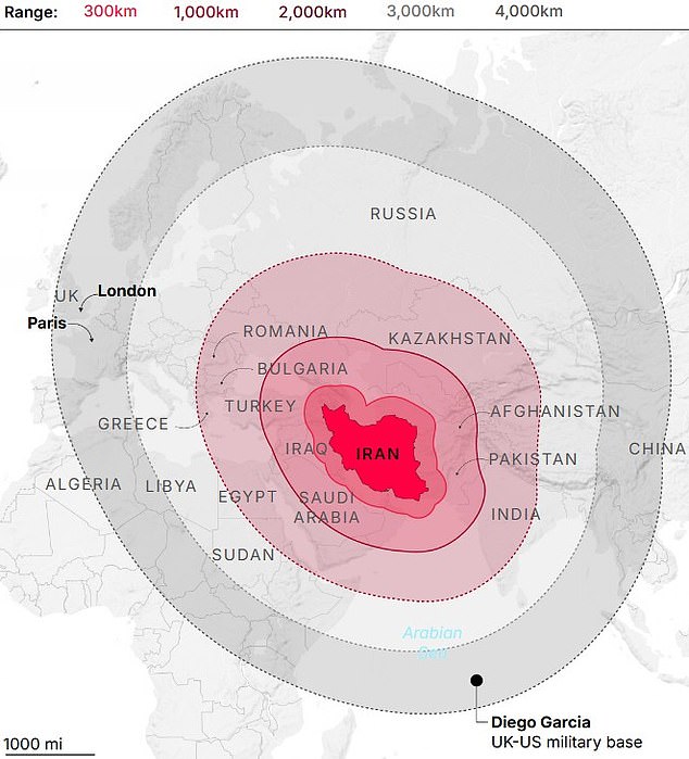 Experts fear Iran's missiles could reach London after the reported strikes on Diego Garcia in the Chagos Islands