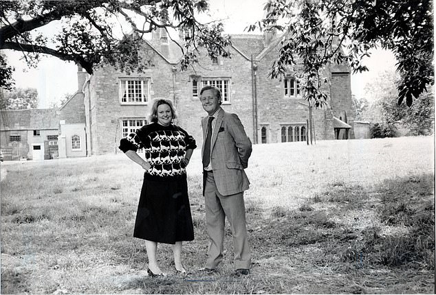 Lady Slade and Sir Benjamin outside Maunsel House in 1986