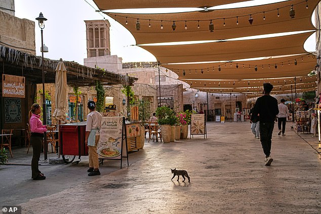 The Al Seef market in one of the main tourist areas of Dubai is mostly empty on March 13