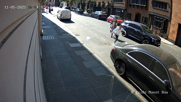 CCTV footage shows the watch thieves being chased through Mount Street, Mayfair