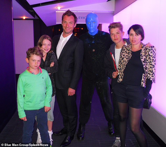 Jude's first high profile romance came when he was just 19, meeting and instantly falling for Sadie Frost (pictured along with their children Rudy, Iris and Rafferty in 2011)
