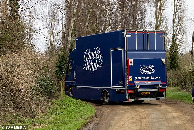 Three lorries from art movers Gander and White were seen entering the estate too, thought to be carrying fine art paintings to furnish his bolthole