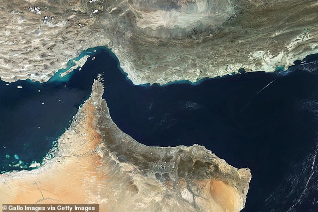 President Donald Trump threatened to blow up Iranian power plants on Saturday night if Iran didn't free up the Strait of Hormuz (pictured) but on Monday  morning said he'd hold off on such an attack, due to negotiations proceeding