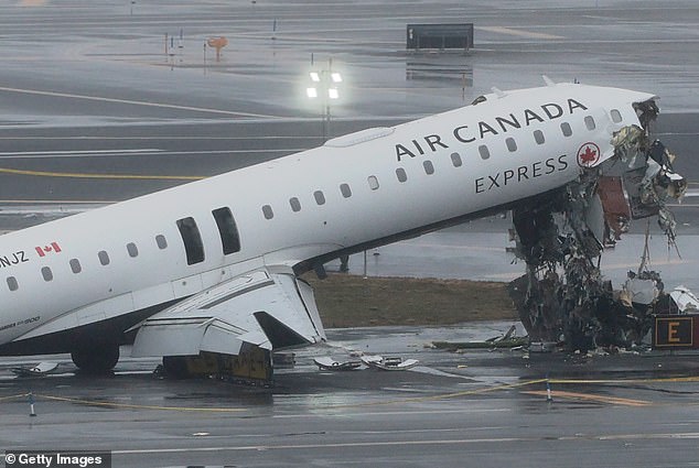 Surveillance footage of the runway showed the Air Canada Bombardier CRJ-900 aircraft landing at the same moment the fire truck crossed its path on the tarmac