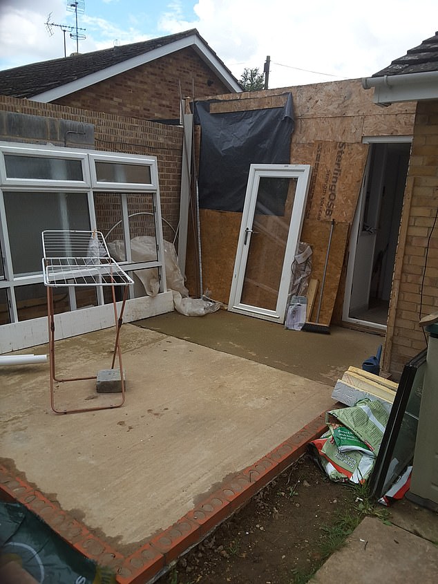 Left behind are 35 defects, including a shoddy garage, a half torn down conservatory, and dozens of problems inside the house