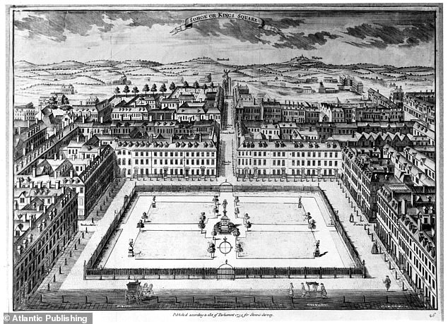 Soho Square, early in the 18th century, was a fashionable enclave with a statue of Charles II
