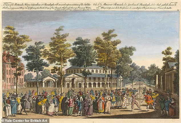 A view of the Rotunda at Ranelagh Gardens, a public pleasure gardens in Chelsea, in 1751