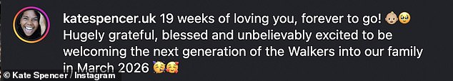 The actress, who married professional boxer Walker in 2022, previously told followers she was feeling 'grateful and blessed' after announcing her pregnancy in October