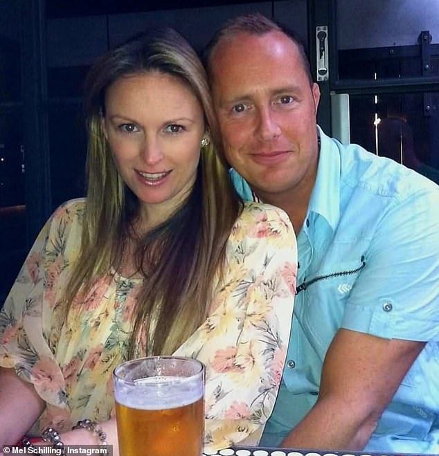 Mel's husband Gareth shared this picture of them and wrote: 'Melanie Jane Brisbane-Schilling passed away peacefully today, surrounded by love' - Mel had revealed the cancer had spread to her brain just days ago