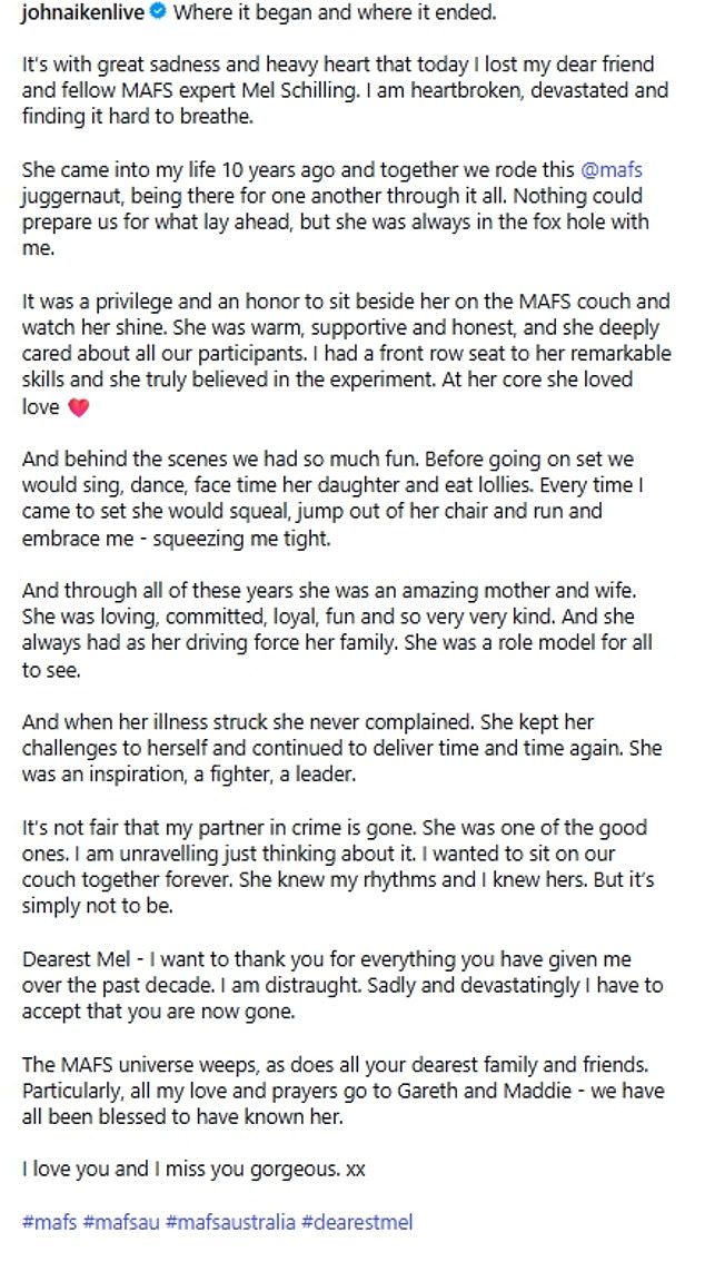 Alongside photos of one of their first TV appearances together alongside one of their last, John wrote: 'Where it began and where it ended'