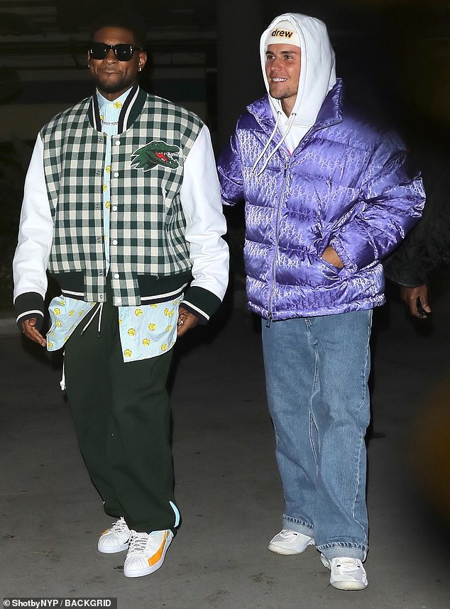 'He's gonna play the Super Bowl,' Usher added of Bieber at the time. 'I'll go ahead and give you that - in the future. I profess that over his life'; seen in 2021 in L.A.