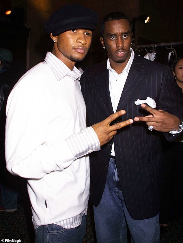 Bieber and Usher have both also been the underage proteges of disgraced rap mogul Sean 'Diddy' Combs whom Usher is pictured with in 2002