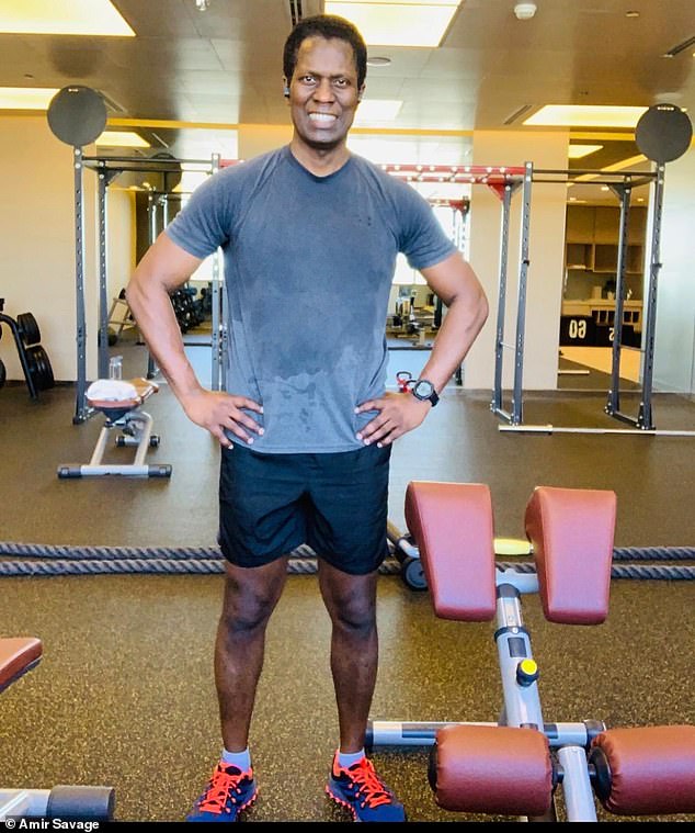 Dr Amir Savage (pictured) was robbed at David Lloyd gym in Farnham, where membership ran the dentist £214 per month