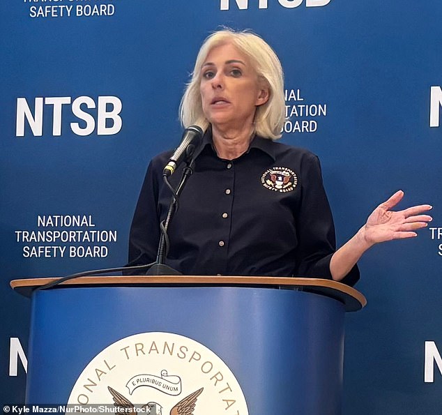 National Transportation Safety Board Chairperson Jennifer Homendy (pictured) is now looking into the possibility that the controller who sent a fire truck into the path of the Air Canada plane may not be solely to blame