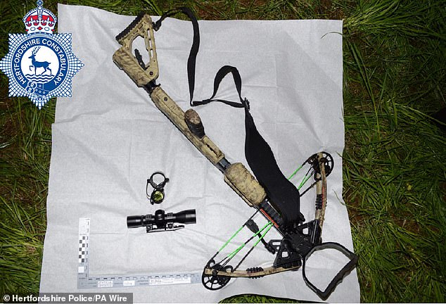 The crossbow used by Clifford. Photo issued by Hertfordshire Police