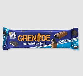 A high protein Oreo Grenade bar sold at Holland & Barrett are ultra processed - and advertised as an ideal snack 'on-the-go'