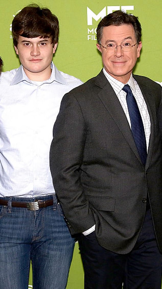 The Late Show host is teaming up with his son, screenwriter Peter McGee, and Philippa Boyens to pen the script; Colbert pictured with his son Peter in 2015