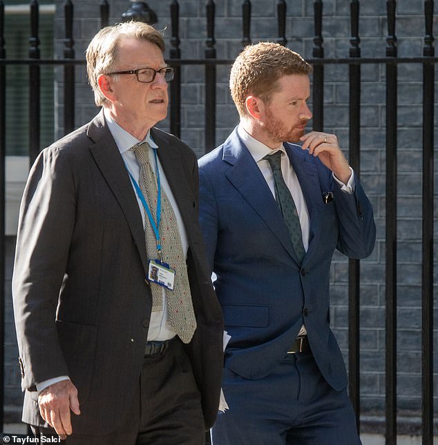 Thanks to the convenient timing of the mobile phone theft, Mandelson's WhatsApp messages to McSweeney no longer exist (Pictured: Mandelson and McSweeney on June 23, 2025)