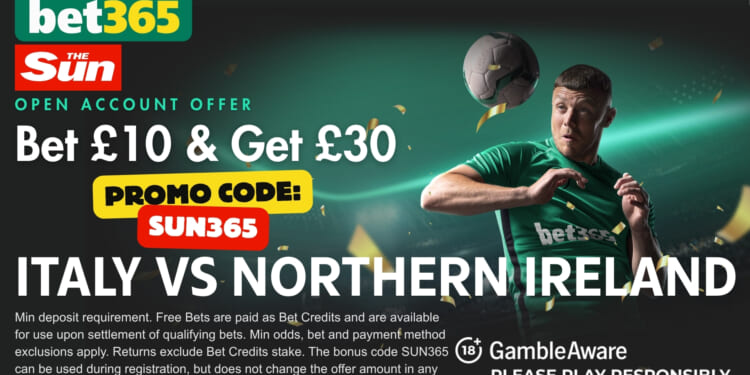 Claim £30 in free bets for the Italy vs Northern Ireland playoff