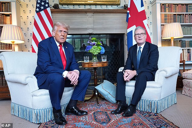 The US President previously said that Sir Keir Starmer is 'no Winston Churchill' while fuming at the Prime Minister's reluctance to allow America to use British bases to launch attacks on Tehran