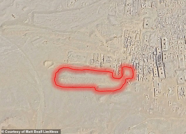 Pictured is the outline where the researchers believe the second sphinx is