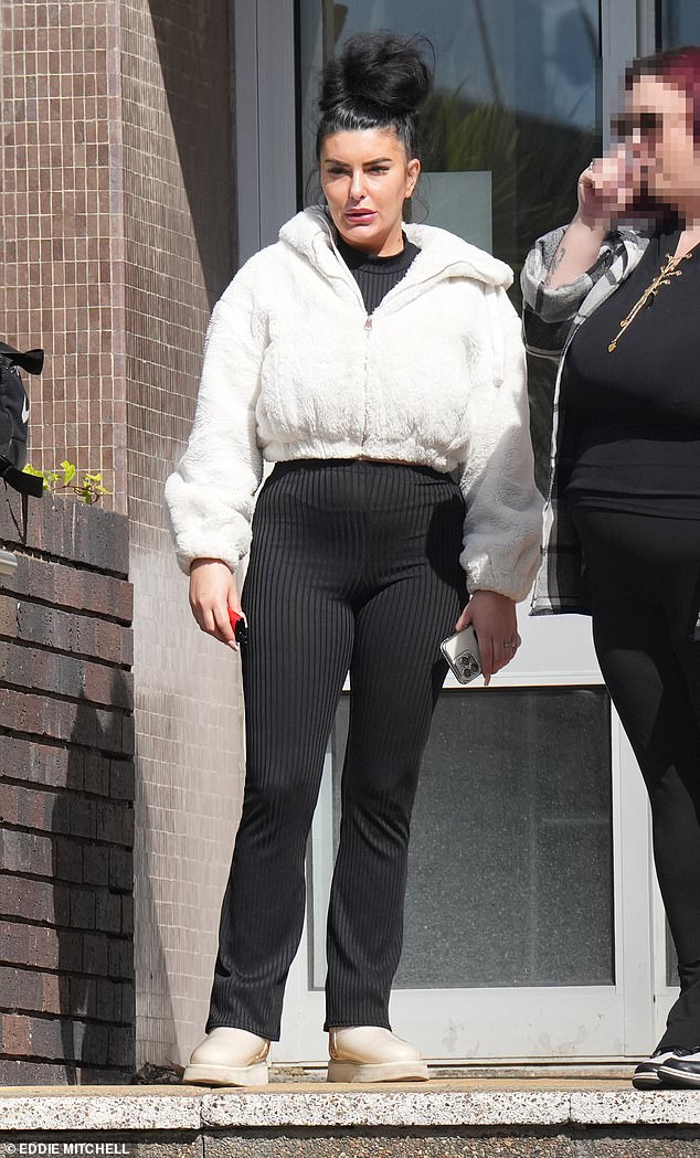 Wieland is seen outside court today. The mother of one claimed she suffered crippling anxiety that left her housebound