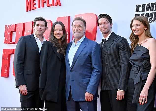 Indeed, out of all five of the former California Governor's children, Baena has followed in his footsteps the most despite primarily growing up with his chef mother Mildred 'Patty' Baena in Bakersfield, CA (pictured June 11)