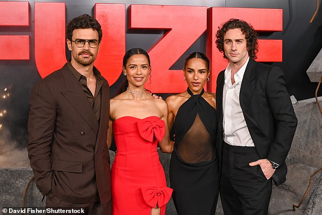 The two actors were joined by glamorous co-stars Gugu Mbatha-Raw (middle left) and Saffron Hocking (middle right)